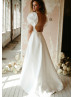 Puff Sleeve Ivory Taffeta Wedding Dress